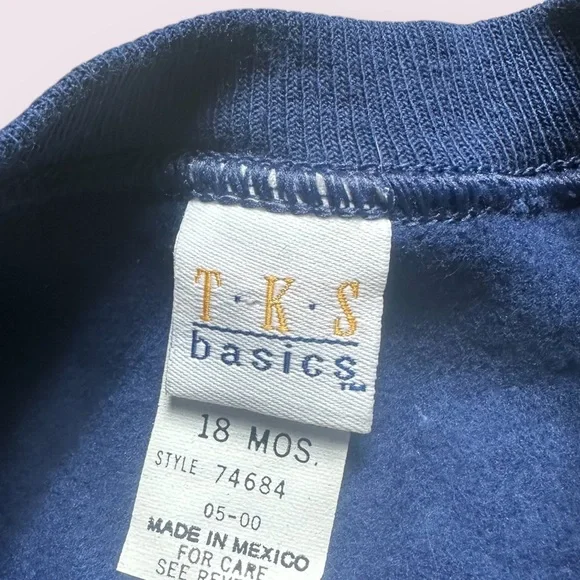 Vintage Baby TKE Basics Navy Blue Crewneck Sweatshirt Beaded Collar Size 18 Mon - Picture 6 of 10